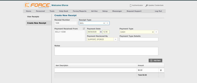 Receipt Screen