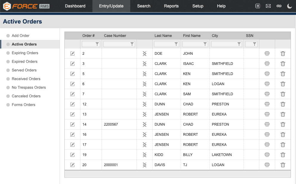 EFORCE Software | Protection Orders